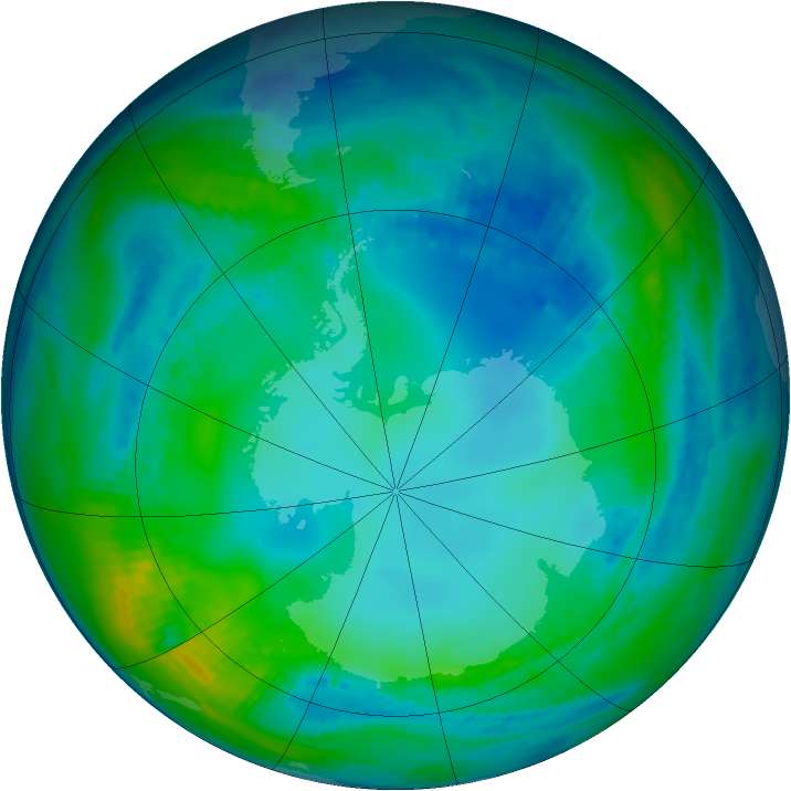 Antarctic ozone map for 17 May 1991